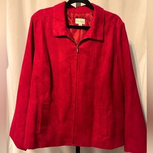 Faux suede long sleeve blazer with zip closure